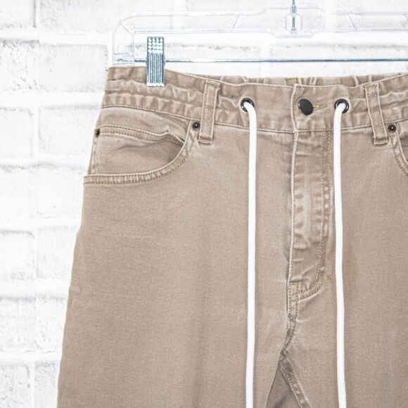 ONES STROKE Tokyo Jogger Pants Khaki Drawstring ankle zip Size Small - Picture 7 of 12